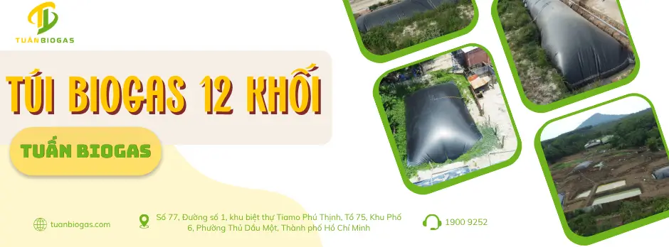 Túi Biogas 12 Khối Xử Lý Chất Thải Chăn Nuôi Hộ Gia Đình: Kích Thước 2mx12m Bạt HDPE Nguyên Sinh Bền Bỉ